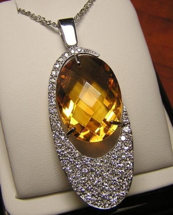 Pave Diamond Citrine Pendant