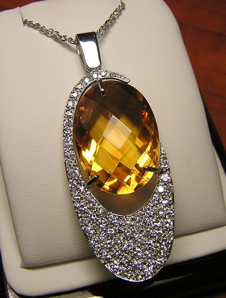Pave Diamond Citrine Pendant Main Street Jewelry