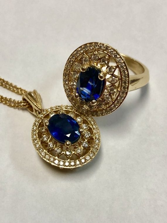 Sapphire and Diamond Ring and Pendant