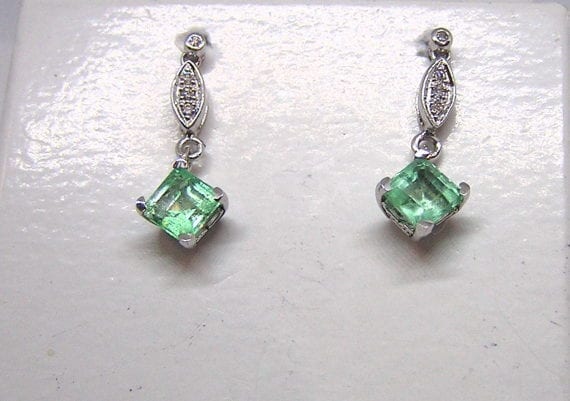 14k Columbian Beryl Gem Earrings