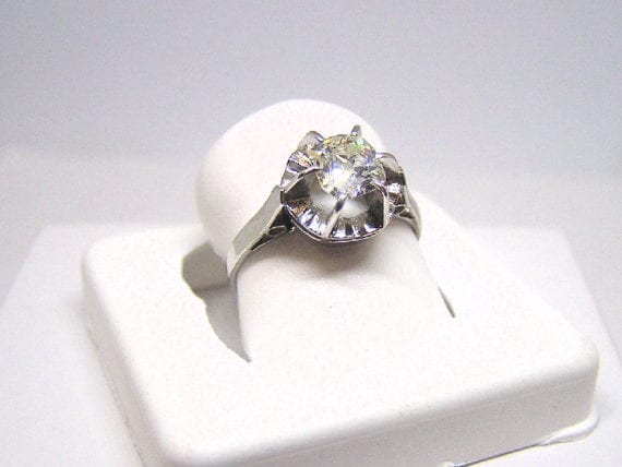 Vintage Platinum Old Mine Cut Diamond Ring - Image 2