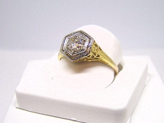 Vintage 18k European Cut Diamond Ring - Image 2