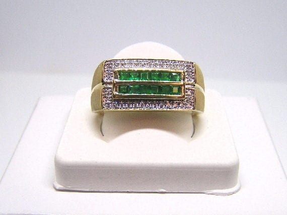 Gents Emerald & Diamond Ring