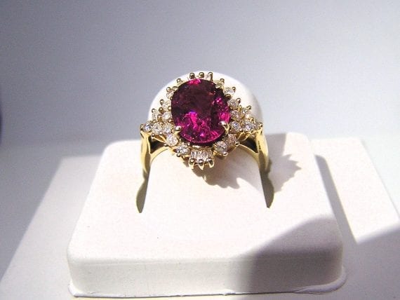 Pink Tourmaline & Diamond Ring