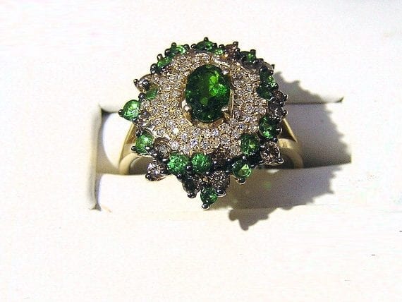 14k Tsavorite & Diamond Ring