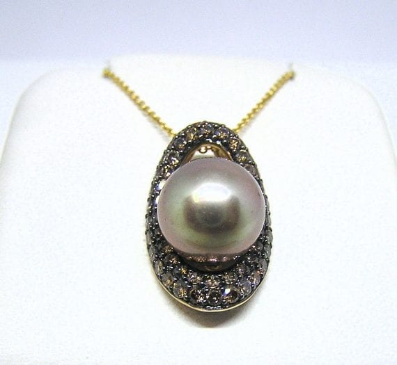 LeVian Pave Diamond And Pearl Pendant