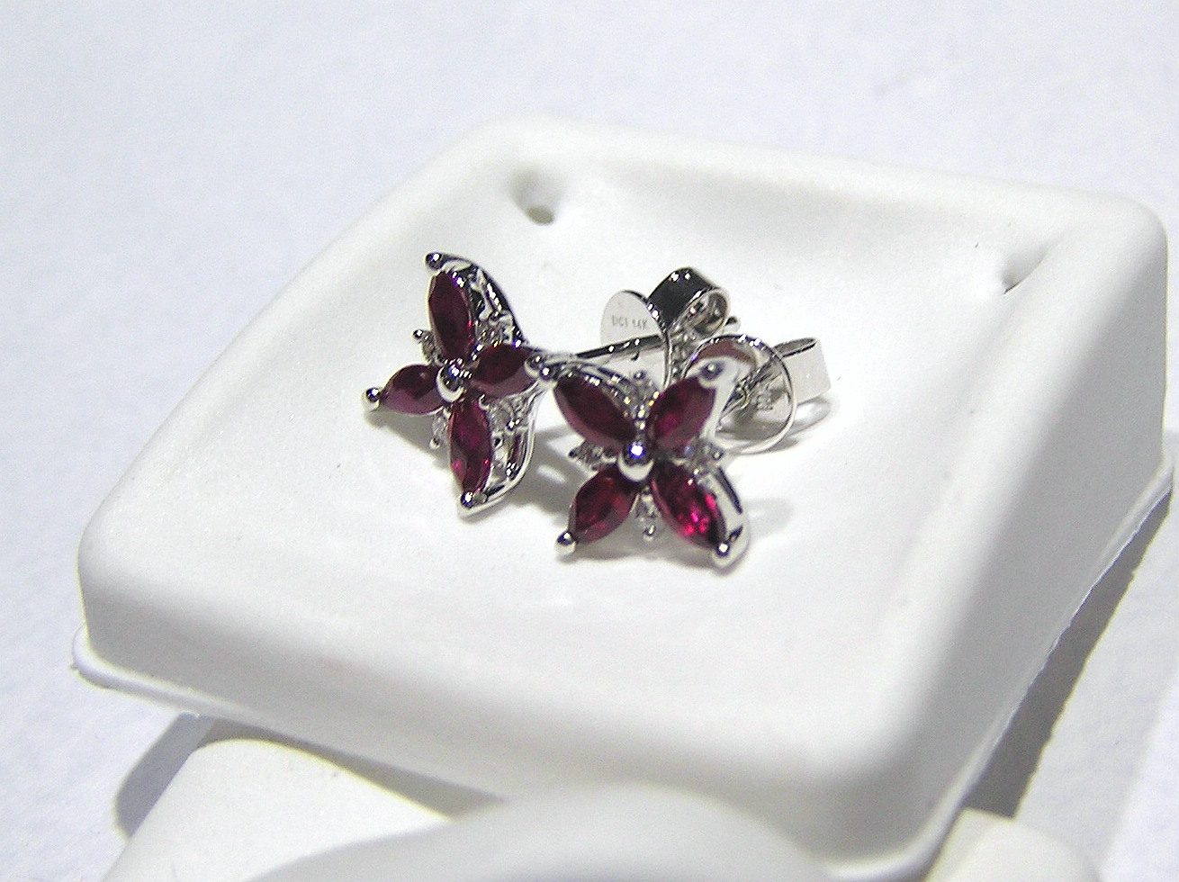14k Ruby & Diamond Butterfly Earrings - Image 3