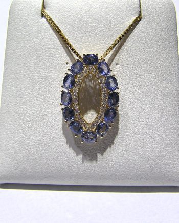 Sapphire and Diamond Oval Drop Pendant