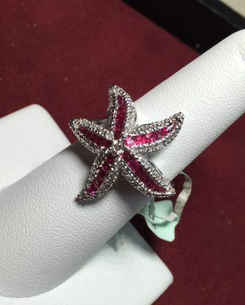 14k Ruby & Diamond Starfish Ring