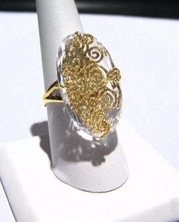 14k Milor Italy Giant Quartz Ring