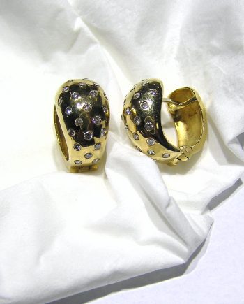 14k Custom Scattered Diamond Huggie Earrings